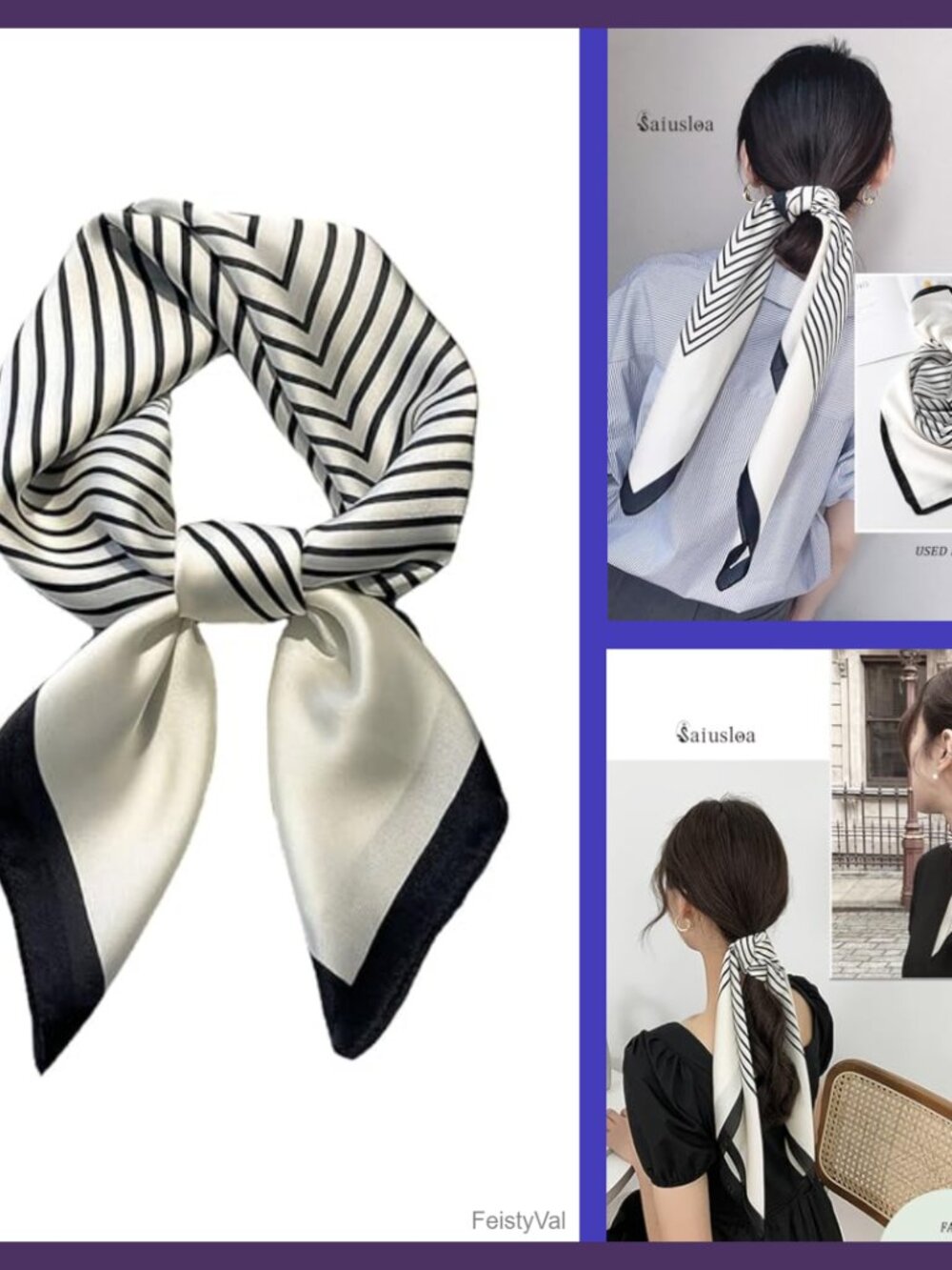 Silky Polyester Satin Square Scarf Headband Neck Scarf Lightweight